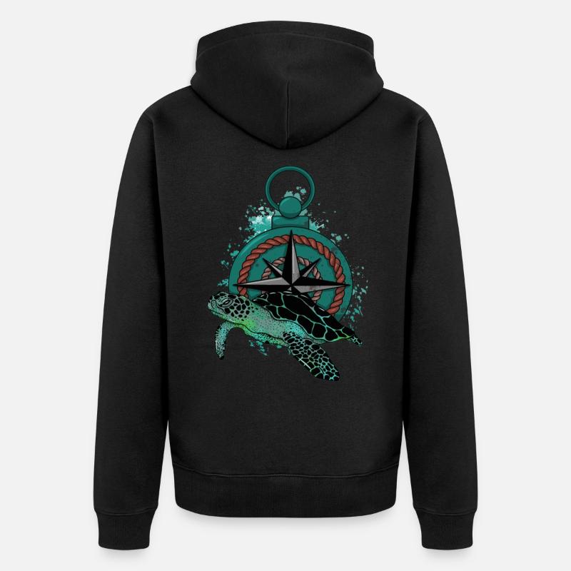 Turtle Compass - Unisex Premium Bio Zip Hoodie - Schwarz