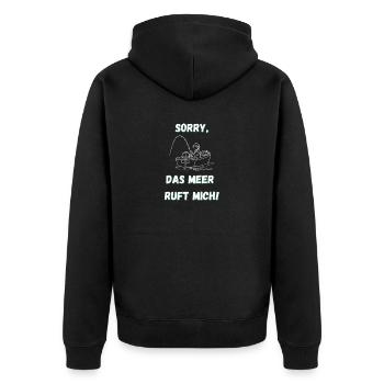 Angler Meer Angeln - Unisex Premium Bio Zip Hoodie - Schwarz - Hinten - Nico (187cm)