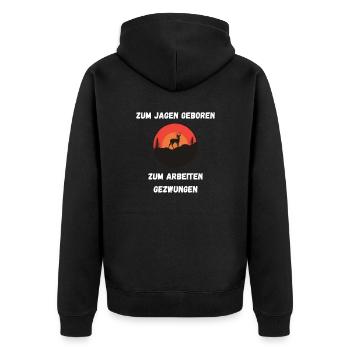 Jagen Jagd Jäger - Unisex Premium Bio Zip Hoodie - Schwarz - Hinten - Nico (187cm)