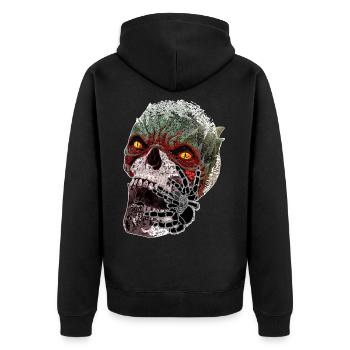 Halloween Gruselmonster - Unisex Premium Bio Zip Hoodie - Schwarz - Hinten - Nico (187cm)