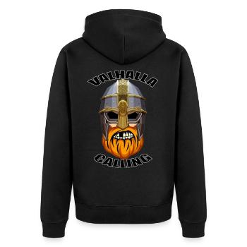 Valhalla Calling - Unisex Premium Organic Zip Hoodie - black - Back - Nico (187cm)