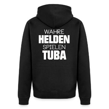 TUBA WAHRE HELDEN SPIELEN TUBA MÄNNER HERREN - Unisex Premium Bio Zip Hoodie - Schwarz - Hinten - Nico (187cm)