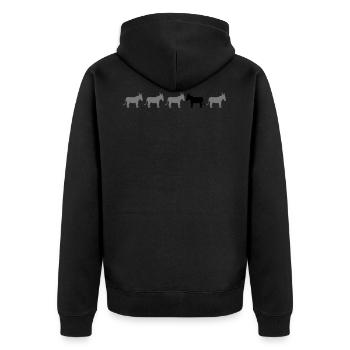 anders be different esel pferd pony klein packesel - Unisex Premium Bio Zip Hoodie - Schwarz - Hinten - Nico (187cm)