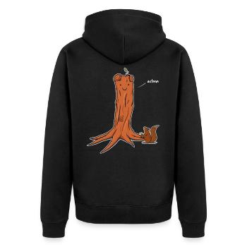 Astrein Cartoon Illustration Text weiß - Unisex Premium Bio Zip Hoodie - Schwarz - Hinten - Nico (187cm)