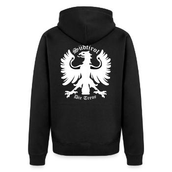 Südtirol die Treue - Unisex Premium Bio Zip Hoodie - Schwarz - Hinten - Nico (187cm)
