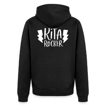 Kita Rocker Kindergarten Gift Boy - Unisex Premium Organic Zip Hoodie - black - Back - Nico (187cm)