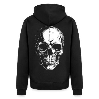 Totenkopf - Unisex Premium Bio Zip Hoodie - Schwarz - Hinten - Nico (187cm)