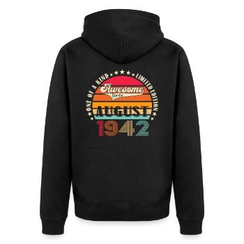 Awesome since August 1942 80th Birthday Gift - Unisex Premium Organic Zip Hoodie - black - Back - Nico (187cm)