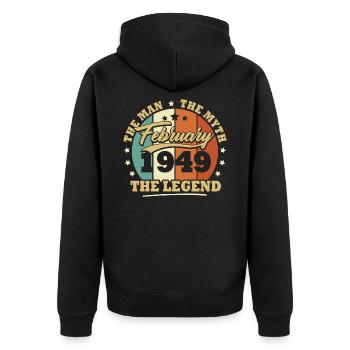 February 1949, 74 years Birthday Man woman - Unisex Premium Organic Zip Hoodie - black - Back - Nico (187cm)