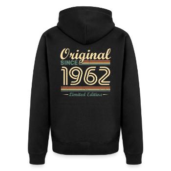 Original 1962 Vintage cadeau d'Anniversaire Rétro - Veste à capuche bio Premium Unisexe - noir - Dos - Nico (187cm)