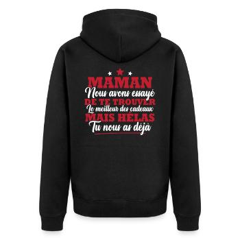 Maman nous avons essayé de te trouver cadeau - Veste à capuche bio Premium Unisexe - noir - Dos - Nico (187cm)