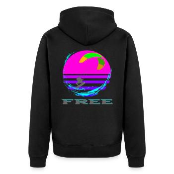 Kitesurfing - Unisex Premium Bio Zip Hoodie - Schwarz - Hinten - Nico (187cm)