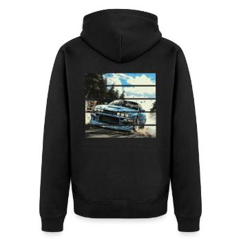 JDM Japan Motorsport Tuning Car 90s T-Shirt AI Gen - Veste à capuche bio Premium Unisexe - noir - Dos - Nico (187cm)