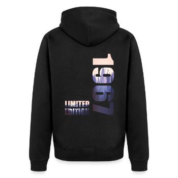 1967. Limited Edition T-Shirt Geburtstags Idee - Unisex Premium Bio Zip Hoodie - Schwarz - Hinten - Nico (187cm)