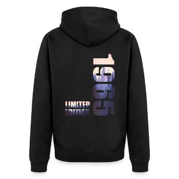 1965. Limited Edition T-Shirt Geburtstags Idee - Unisex Premium Bio Zip Hoodie - Schwarz - Hinten - Nico (187cm)
