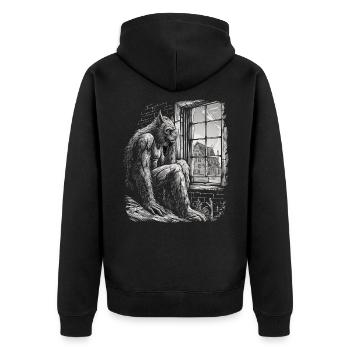 Dog Wolf Werewolf Cerberus Hellhound myth - Unisex Premium Organic Zip Hoodie - black - Back - Nico (187cm)