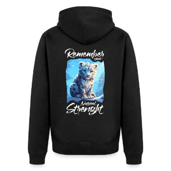 Schneeleopard Arktis Arktische Tiere Tierschutz - Unisex Premium Bio Zip Hoodie - Schwarz - Hinten - Nico (187cm)
