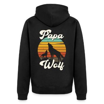 Dad Father Wolf Vintage Sun - Unisex Premium Organic Zip Hoodie - black - Back - Nico (187cm)