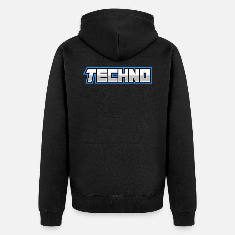 Techno - Unisex Premium Bio Zip Hoodie - Schwarz