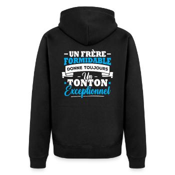 Un frère formidable donne un tonton exceptionnel - Veste à capuche bio Premium Unisexe - noir - Dos - Nico (187cm)