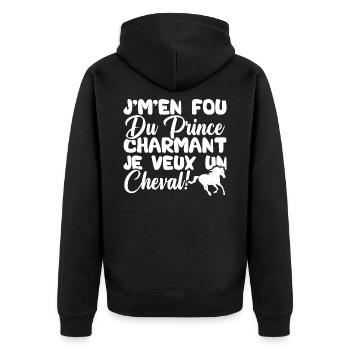 J'm'en fou du prince charmant je veux un cheval - Veste à capuche bio Premium Unisexe - noir - Dos - Nico (187cm)