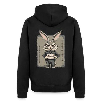 Hase Eierdieb Osterhase Mugshot Polizeifoto Ostern - Unisex Premium Bio Zip Hoodie - Schwarz - Hinten - Nico (187cm)