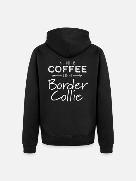 Border collie and coffee - Unisex Premium Organic Zip Hoodie - black