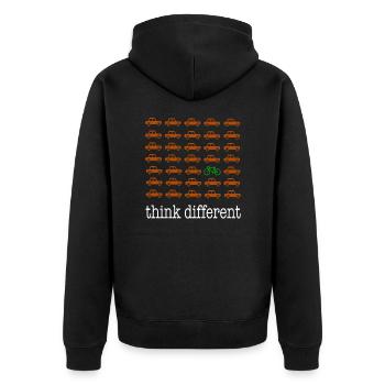 Pensez différemment - Veste à capuche bio Premium Unisexe - noir - Dos - Nico (187cm)