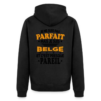 Pas Parfait Mais Je Suis Belge Cadeau Humour - Veste à capuche bio Premium Unisexe - noir - Dos - Nico (187cm)