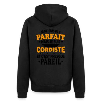 Pas Parfait Mais Je Suis Cordiste Et C'est Pareil - Veste à capuche bio Premium Unisexe - noir - Dos - Nico (187cm)