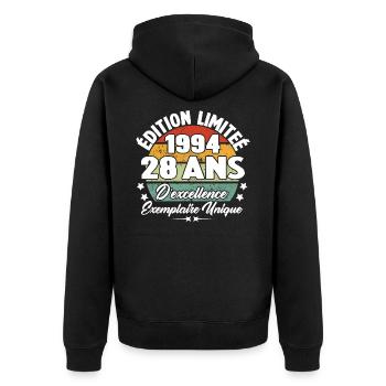 Cadeau 28 ans d'excellence / Édition limitée 1994 - Veste à capuche bio Premium Unisexe - noir - Dos - Nico (187cm)