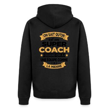 On Sait Qu'on Est Un Super Coach - Veste à capuche bio Premium Unisexe - noir - Dos - Nico (187cm)