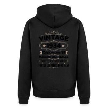 Vintage 1934 Edition Limitée - Veste à capuche bio Premium Unisexe - noir - Dos - Nico (187cm)