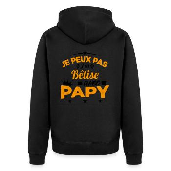 Je peux pas J'ai Bêtise Avec Papy Cadeau - Veste à capuche bio Premium Unisexe - noir - Dos - Nico (187cm)