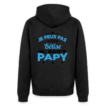 Je peux pas J'ai Bêtise Avec Papy Cadeau - Veste à capuche bio Premium Unisexe - noir - Dos - Nico (187cm)