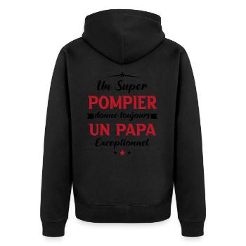Pompier futur papa sapeur pompier anniversaire - Veste à capuche bio Premium Unisexe - noir - Dos - Nico (187cm)