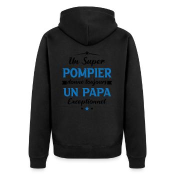 Pompier futur papa sapeur pompier anniversaire - Veste à capuche bio Premium Unisexe - noir - Dos - Nico (187cm)