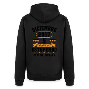 5 Ans Anniversaire Vintage Né(e) en Décembre 2017 - Veste à capuche bio Premium Unisexe - noir - Dos - Nico (187cm)