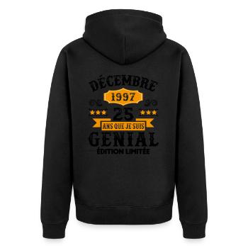 25 Ans Anniversaire Vintage Né(e) en Décembre 1997 - Veste à capuche bio Premium Unisexe - noir - Dos - Nico (187cm)