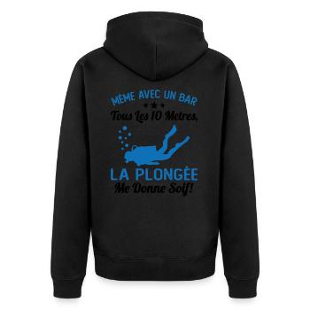 La Plongée Me Donne Soif Mer Cadeau Plongeur Apnée - Veste à capuche bio Premium Unisexe - noir - Dos - Nico (187cm)