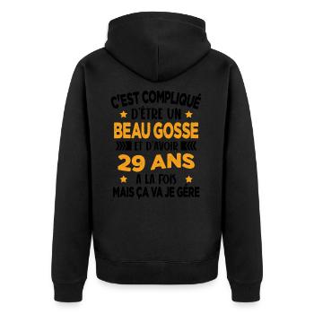 Beau gosse et d'avoir 29 ans Cadeau d'anniversaire - Veste à capuche bio Premium Unisexe - noir - Dos - Nico (187cm)