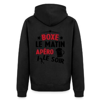 Boxe Le Matin Et Apéro Le Soir Boxing Sport - Veste à capuche bio Premium Unisexe - noir - Dos - Nico (187cm)