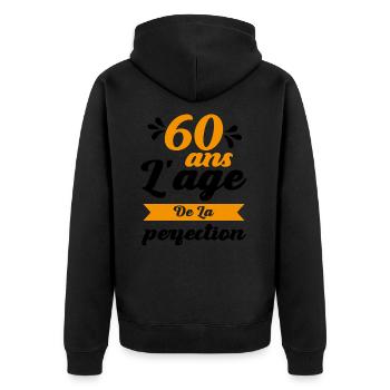 60 Ans Anniversaire 60 ans l'age de la perfection - Veste à capuche bio Premium Unisexe - noir - Dos - Nico (187cm)