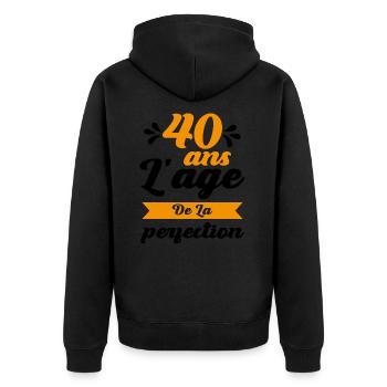 40 ans Anniversaire 40 Ans l'age de la perfection - Veste à capuche bio Premium Unisexe - noir - Dos - Nico (187cm)