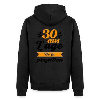30 ans Anniversaire 30 Ans l'age de la perfection - Veste à capuche bio Premium Unisexe - noir - Dos - Nico (187cm)