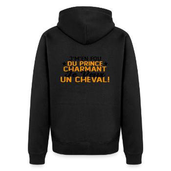 J'm'en Fou Du Prince Charmant Je Veux Un Cheval - Veste à capuche bio Premium Unisexe - noir - Dos - Nico (187cm)