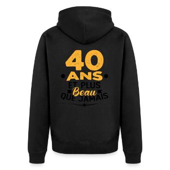 40 Ans et plus beau que jamais - Veste à capuche bio Premium Unisexe - noir - Dos - Nico (187cm)