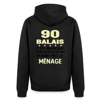90 balais Drôle Cadeau Anniversaire 90 ans - Veste à capuche bio Premium Unisexe - noir - Dos - Nico (187cm)
