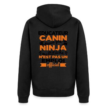 Educateur Canin Drôle Cadeau Ninja Humor - Veste à capuche bio Premium Unisexe - noir - Dos - Nico (187cm)