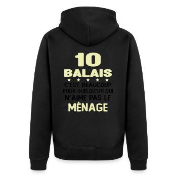 10 balais Drôle Cadeau Anniversaire 10 ans - Veste à capuche bio Premium Unisexe - noir - Dos - Nico (187cm)